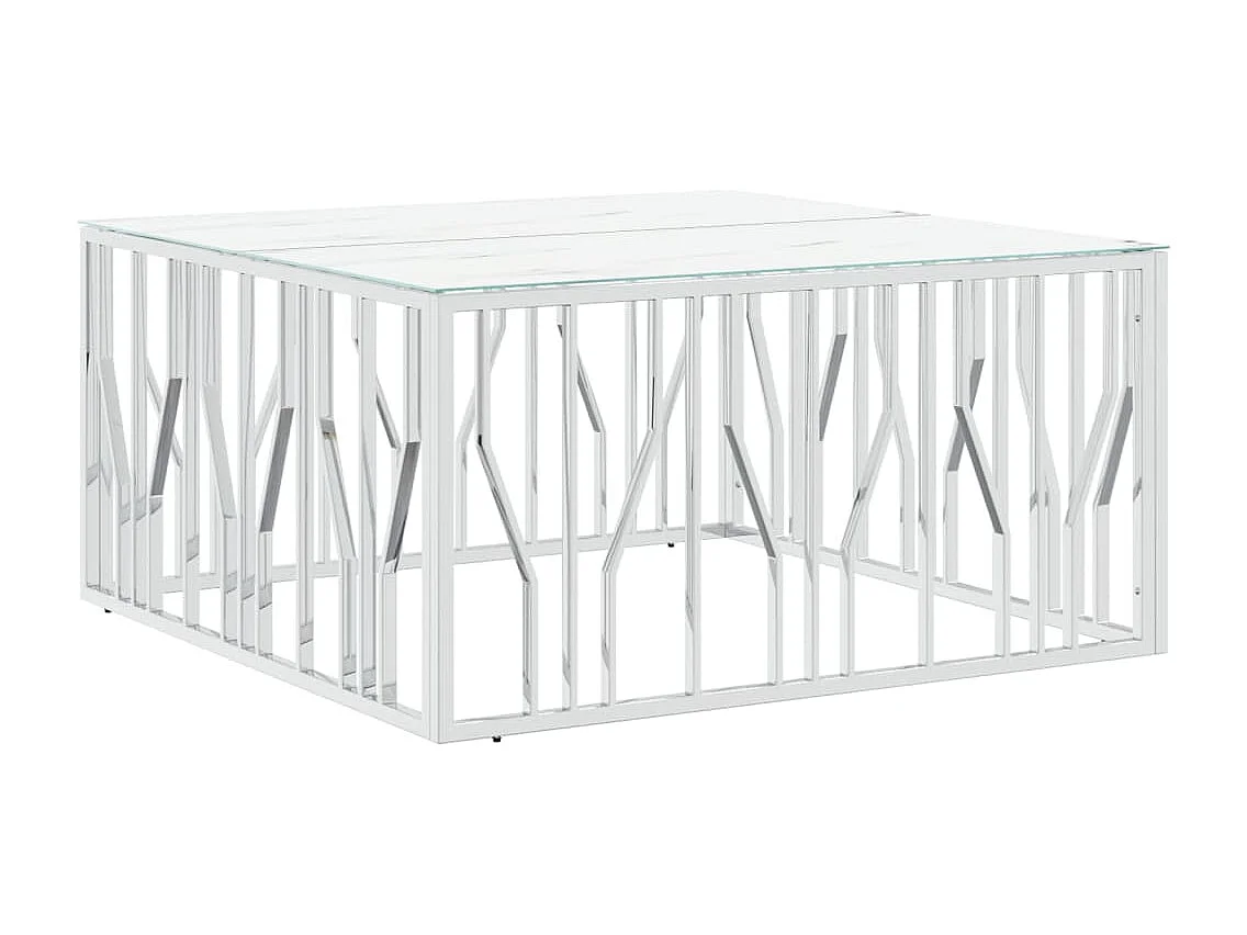 Salontafel 100x100x50 cm roestvrij staal en glas zilverkleurig