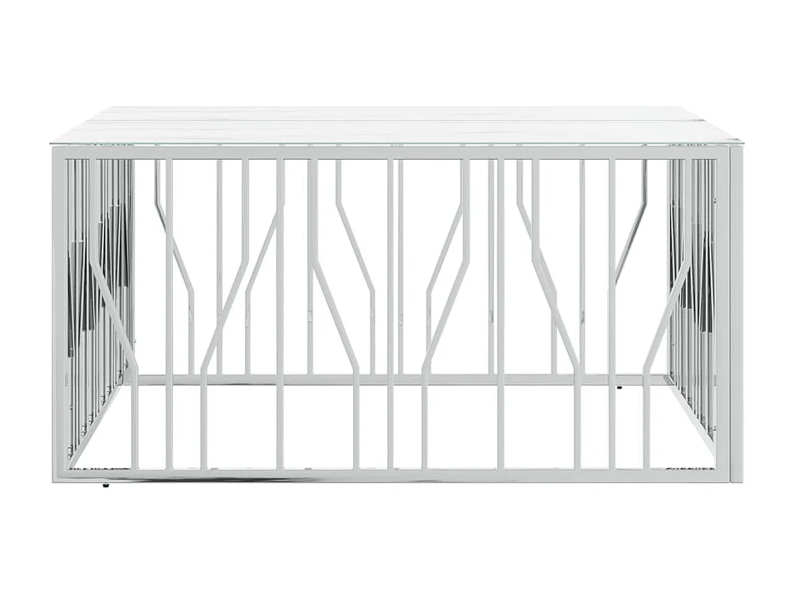 Mesa de centro acero inoxidable y vidrio plateado 100x100x50 cm