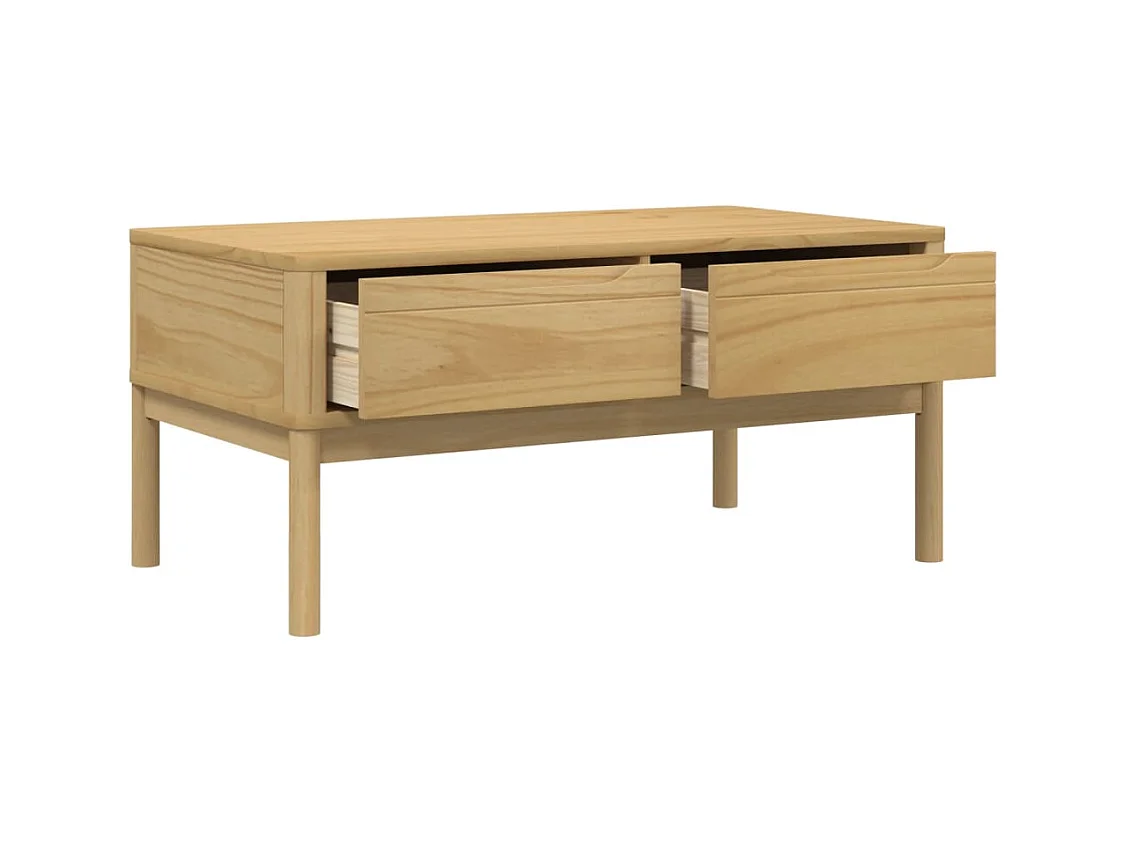 Table basse FLORO cire marron 99x55,5x45 cm bois massif de pin