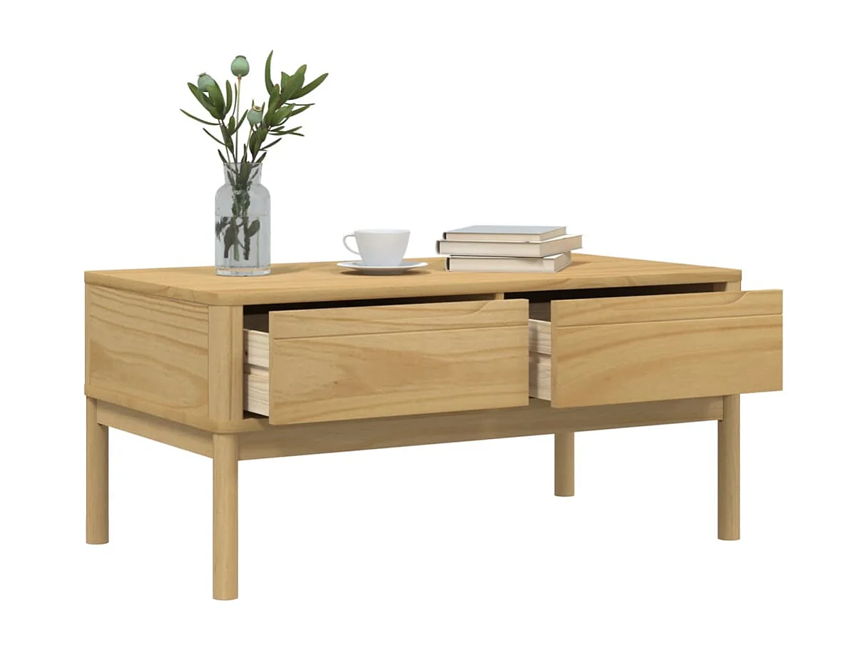 Mesa de centro FLORO madera de pino marrón cera 99x55,5x45 cm