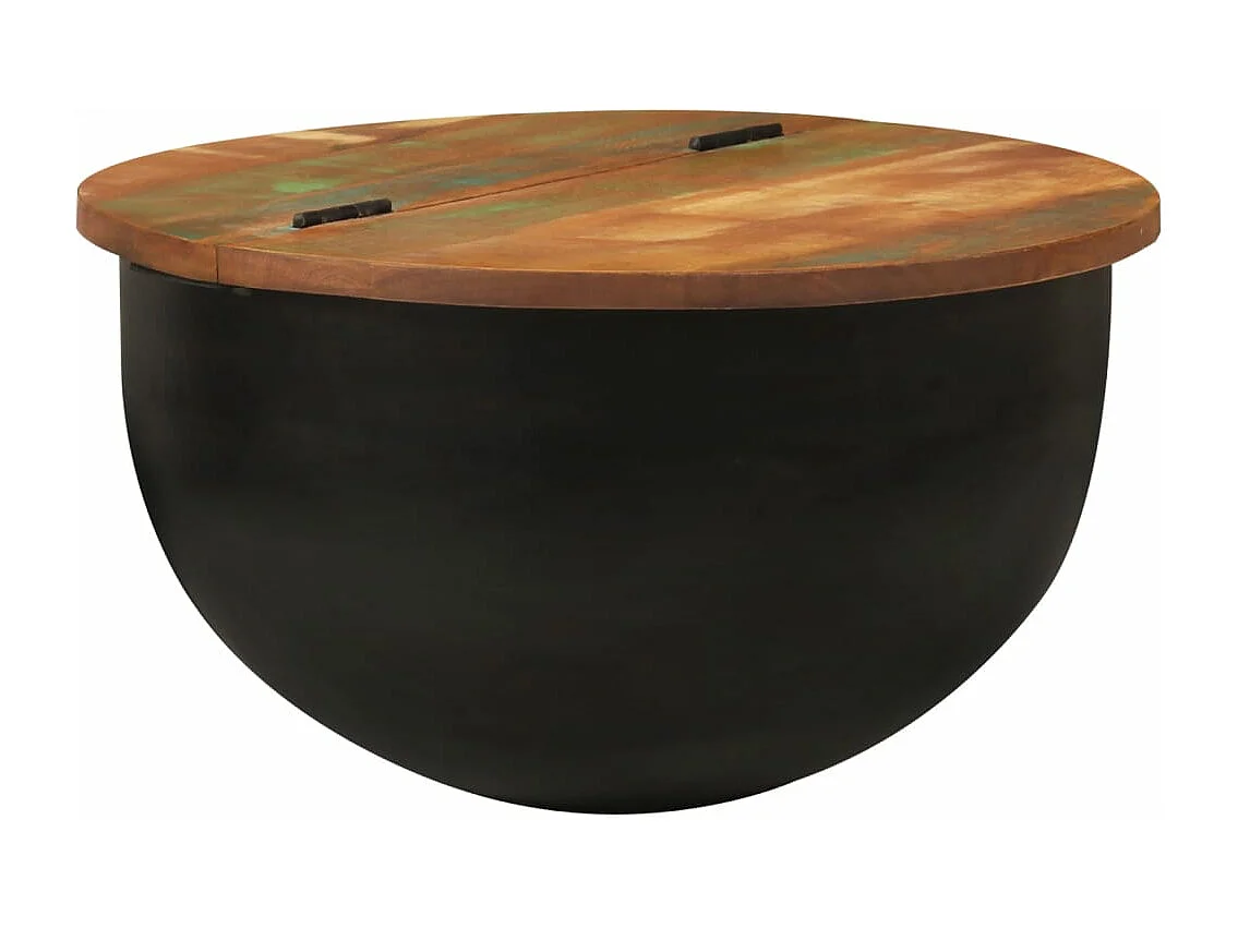 Table basse noir 50x27 cm bois de récupération massif