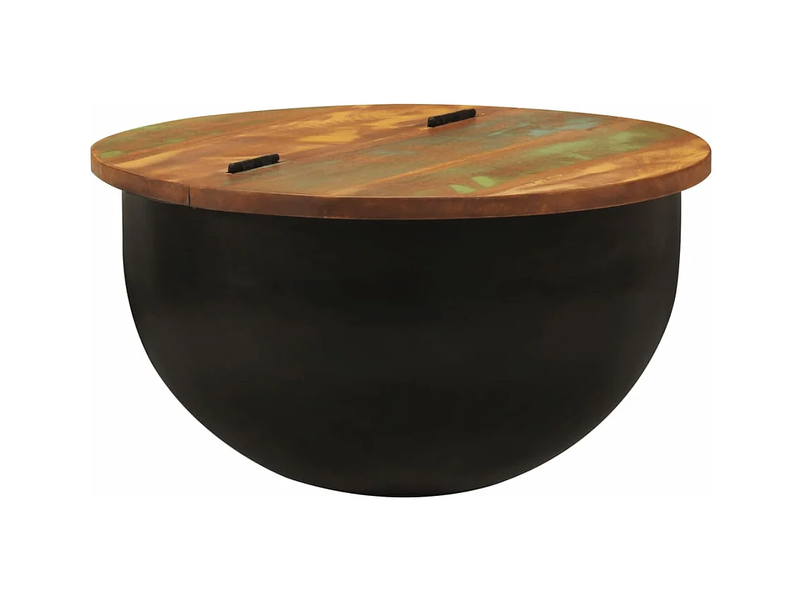 Table basse noir 50x27 cm bois de récupération massif