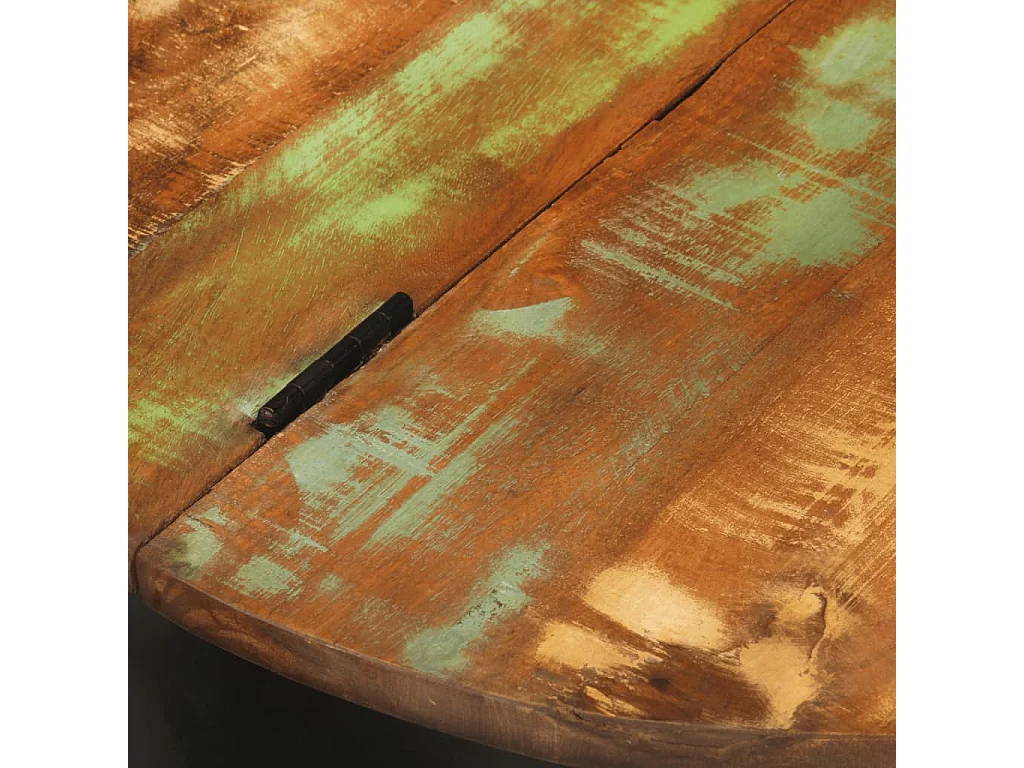 Mesa de centro de madera maciza reciclada negra 50x27 cm