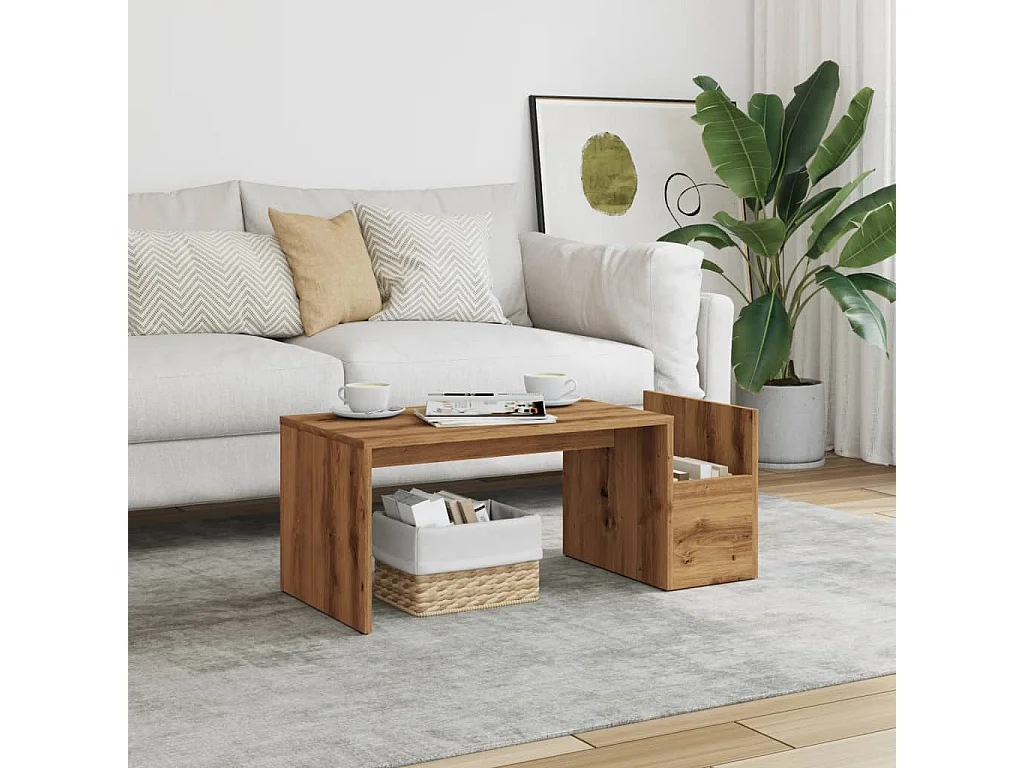 Mesa de centro 90x45x35 cm derivados madeira carvalho artisiano