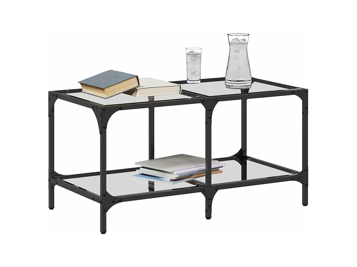 Table basse avec dessus en verre transparent 78,5x40x40cm acier