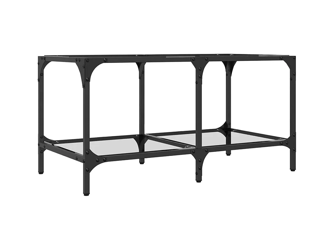 Table basse avec dessus en verre transparent 78,5x40x40cm acier
