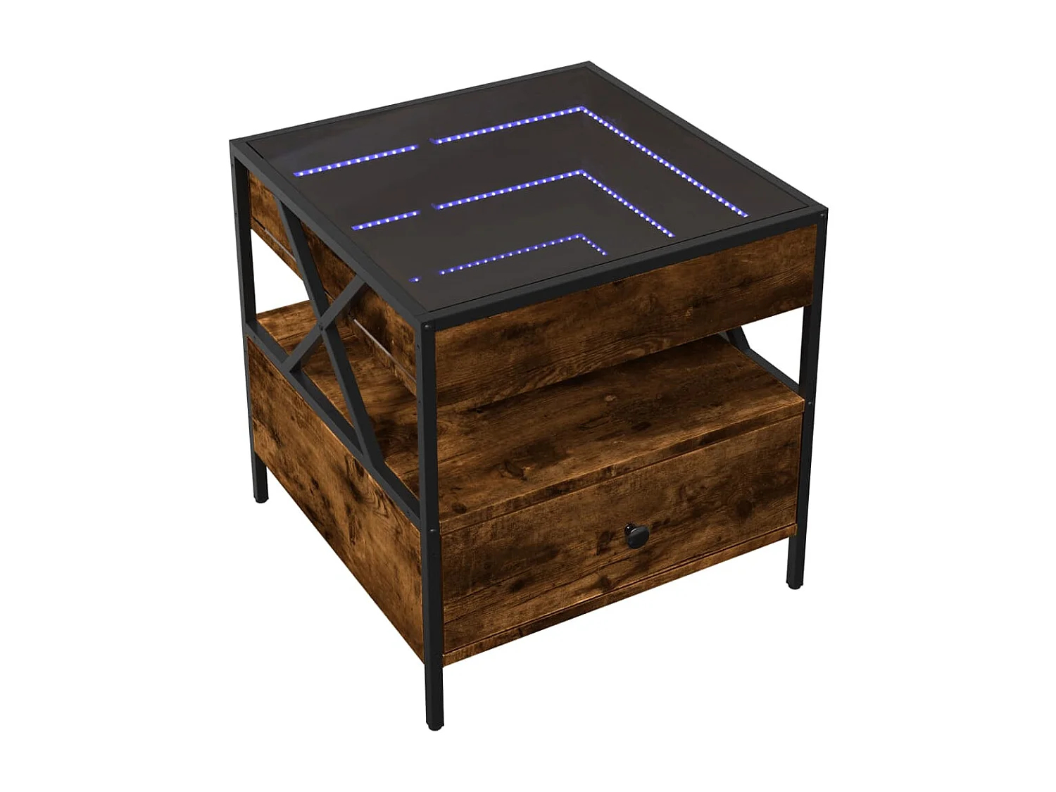 Salontafel met Infinity LED 50x50x51 cm gerookt eikenkleurig