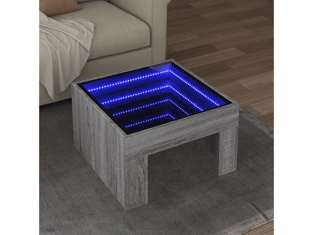 Table basse avec LED infini sonoma gris 50x50x30 cm