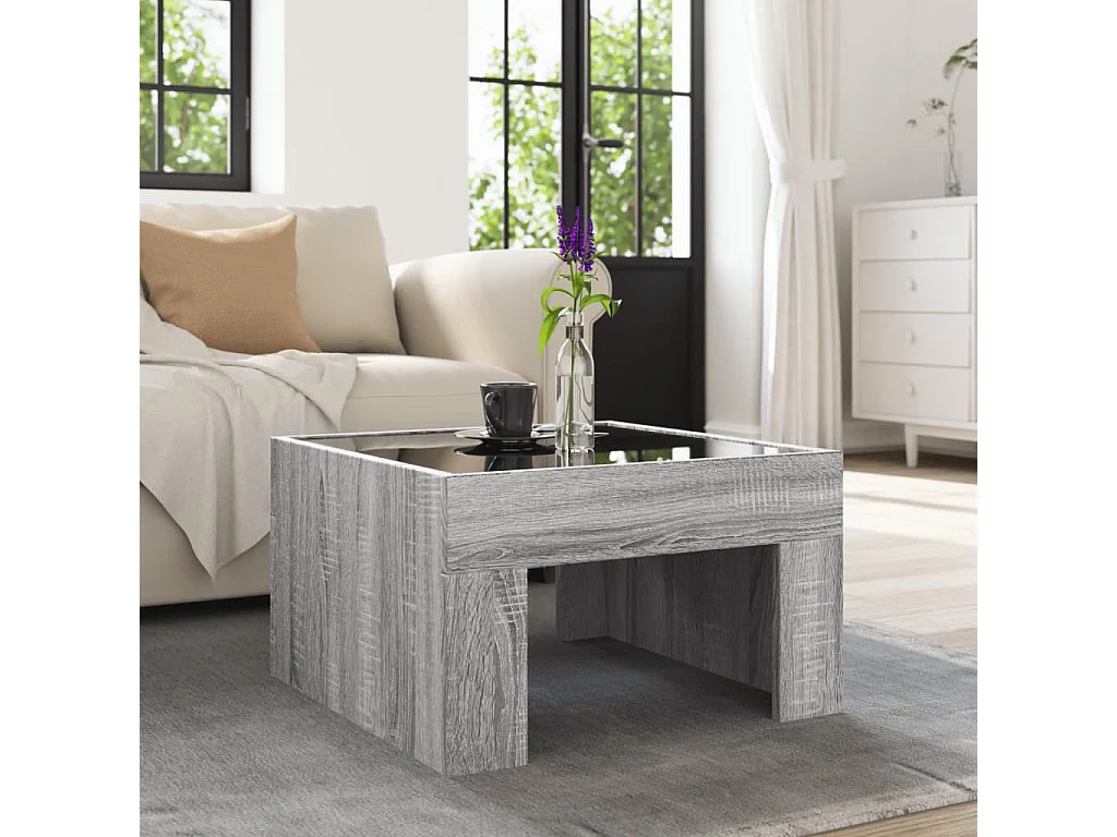 Table basse avec LED infini sonoma gris 50x50x30 cm