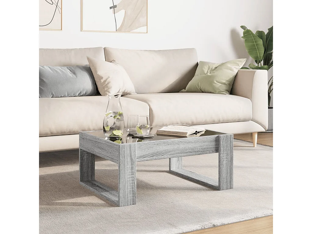 Table basse avec LED infini sonoma gris 70x53x30 cm