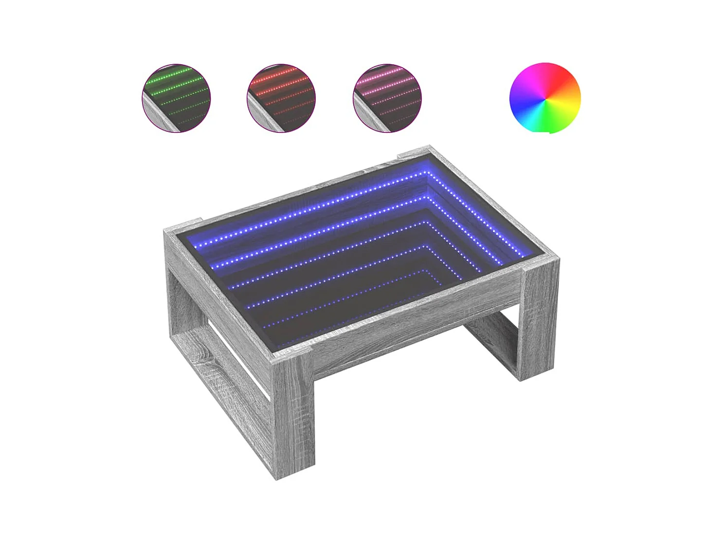 Table basse avec LED infini sonoma gris 70x53x30 cm