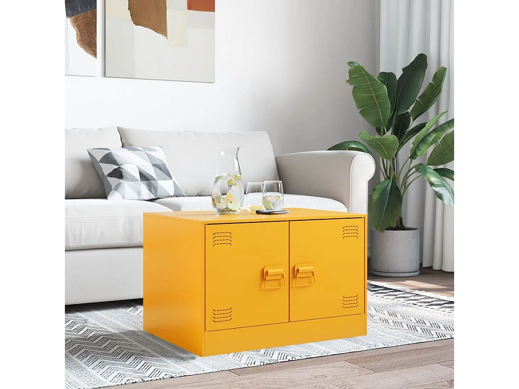 Table basse Jaune moutarde 67x50x44 cm acier