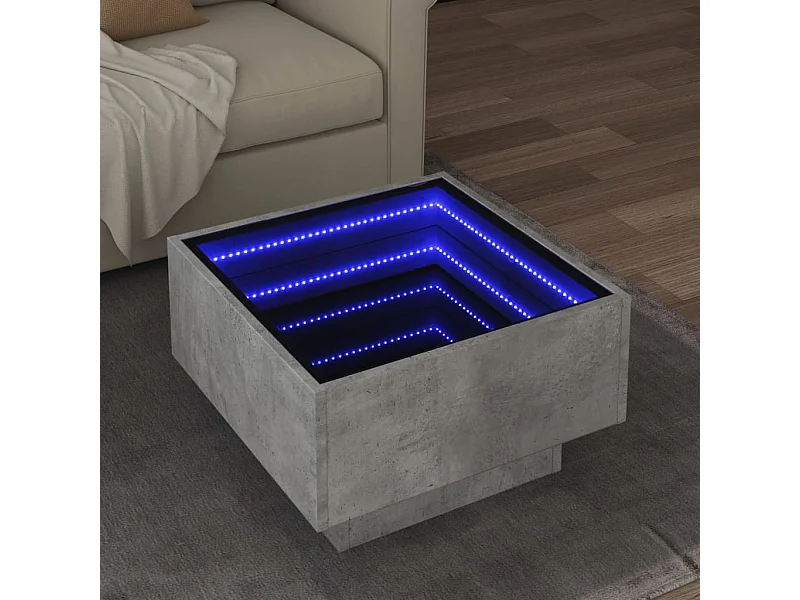 Mesa de centro c/ LEDs 50x50x30 cm derivados de madeira