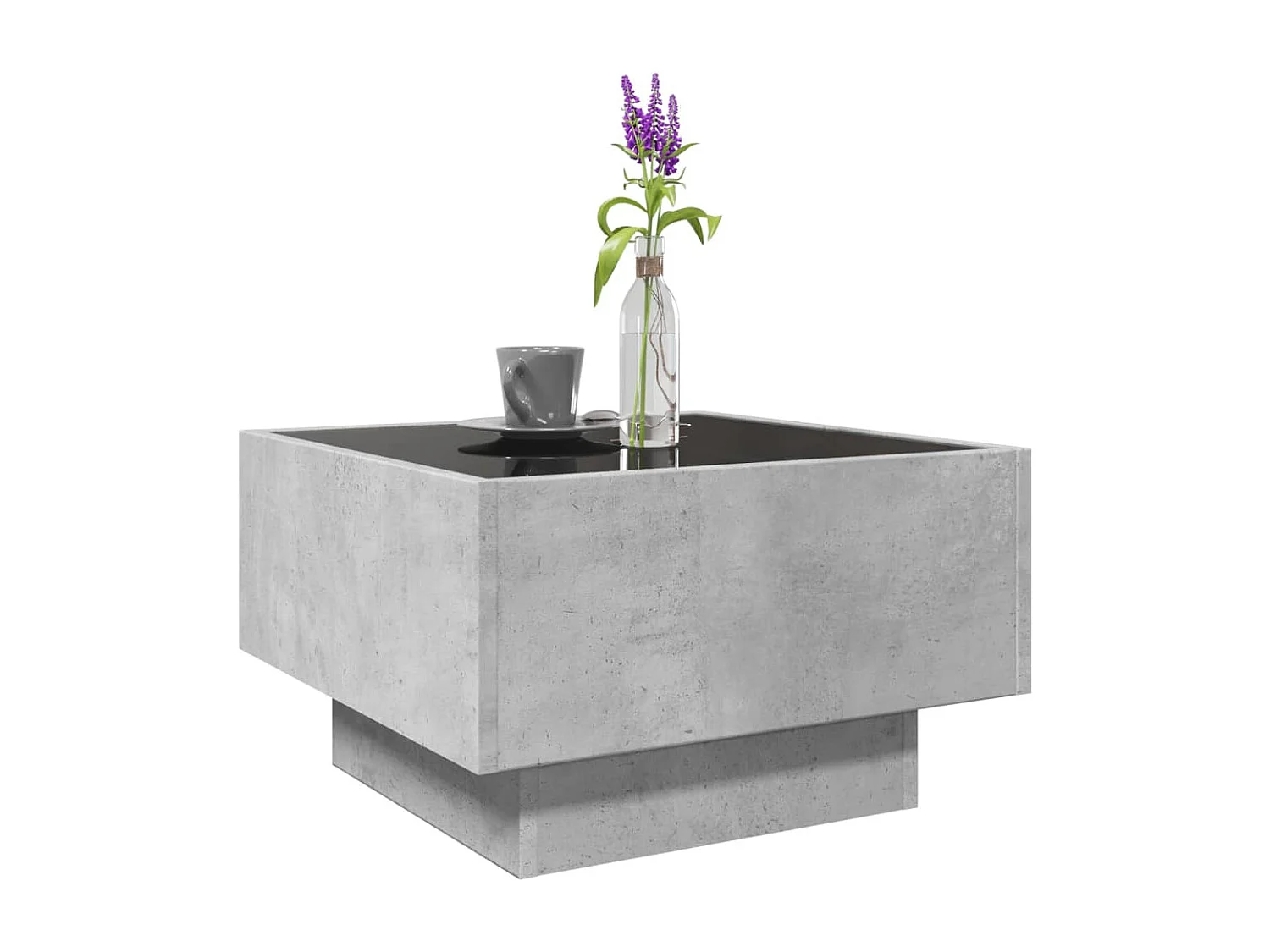 Salontafel met LED 50x50x30 cm bewerkt hout betongrijs