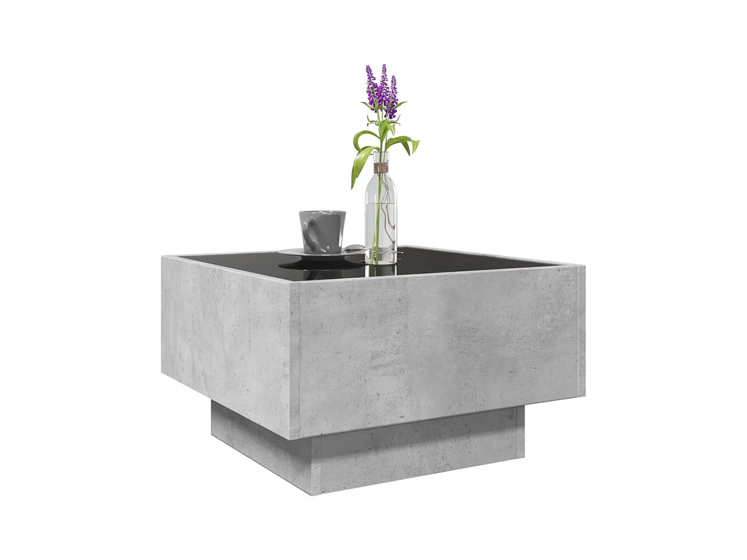 Table basse avec LED gris béton 50x50x30 cm bois d'ingénierie