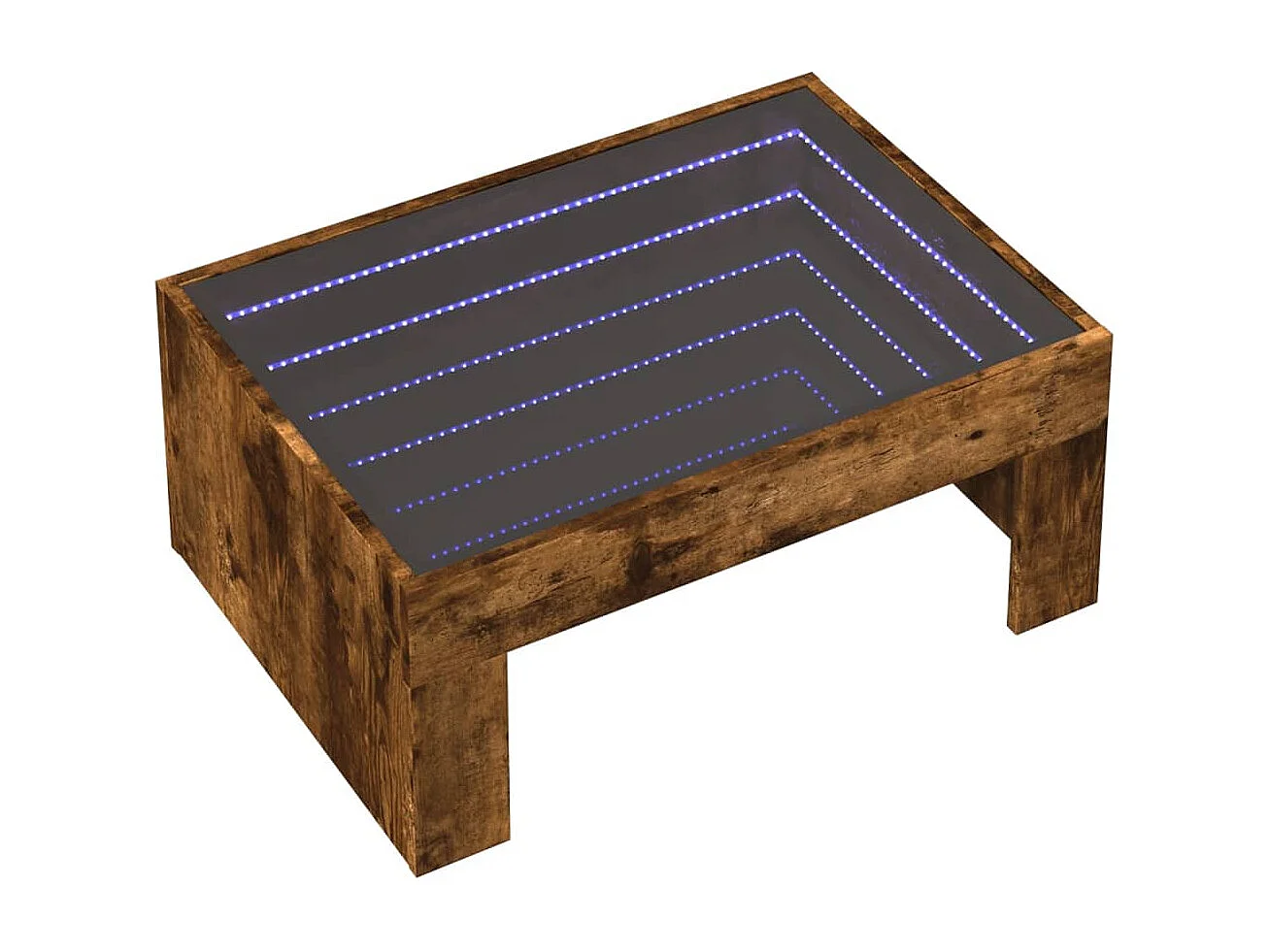 Table basse avec LED infini chêne fumé 70x50x30 cm