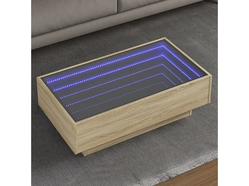 Table basse avec LED chêne sonoma 90x50x30 cm bois d'ingénierie