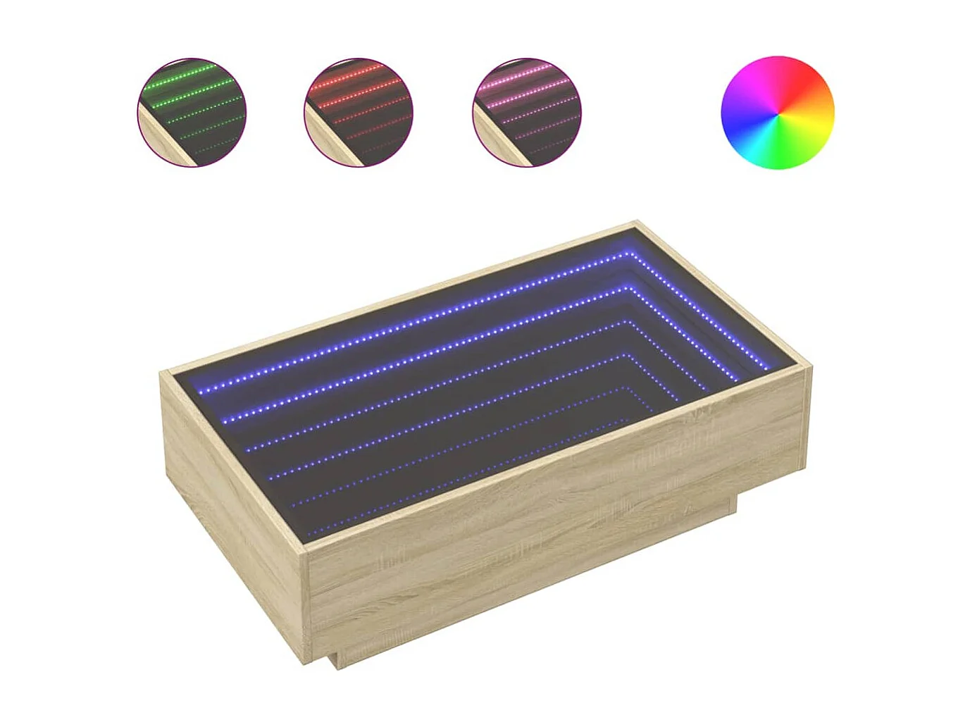 Table basse avec LED chêne sonoma 90x50x30 cm bois d'ingénierie