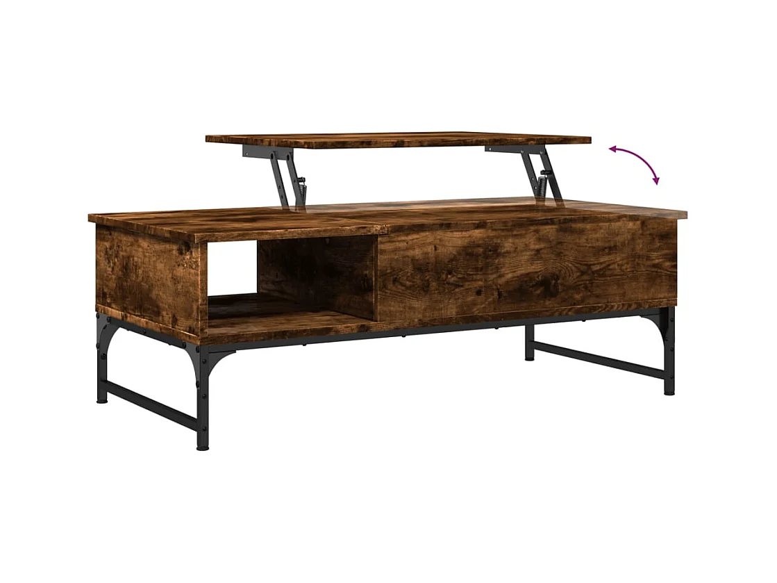 Table basse chêne fumé 100x50x35 cm bois d'ingénierie et métal