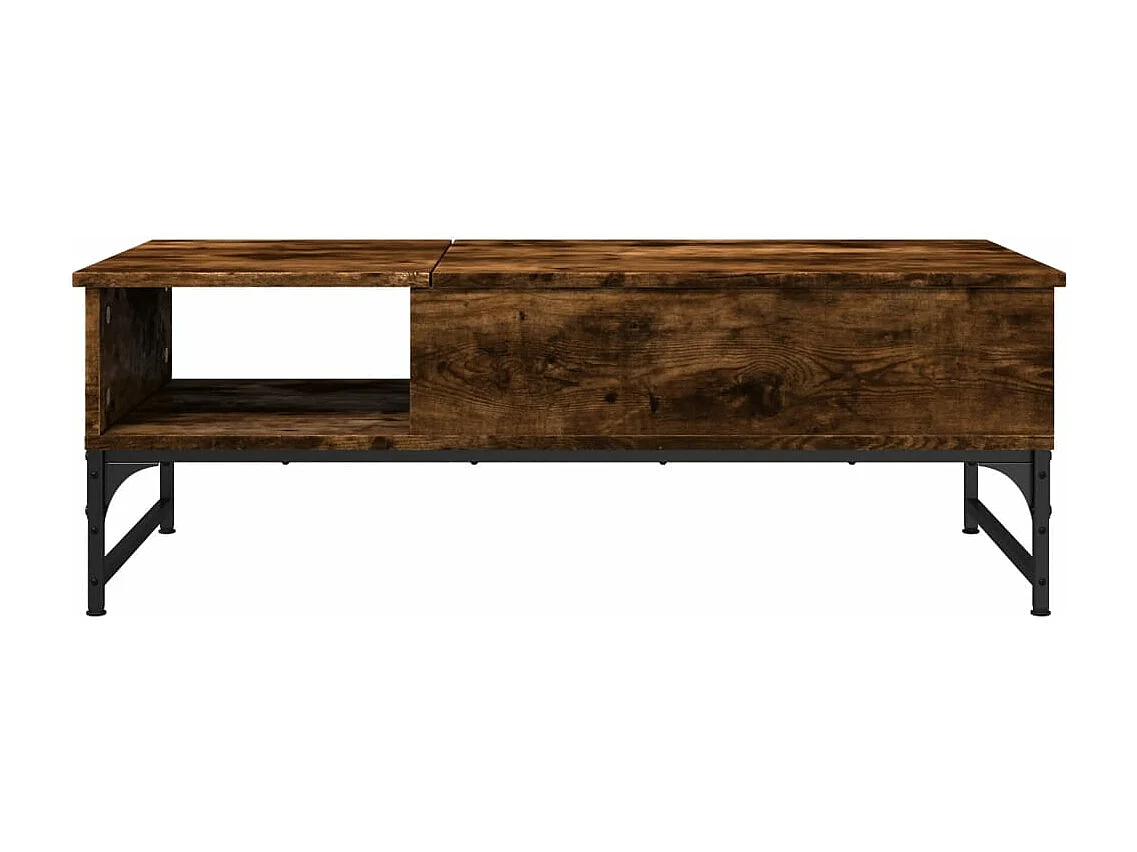 Table basse chêne fumé 100x50x35 cm bois d'ingénierie et métal