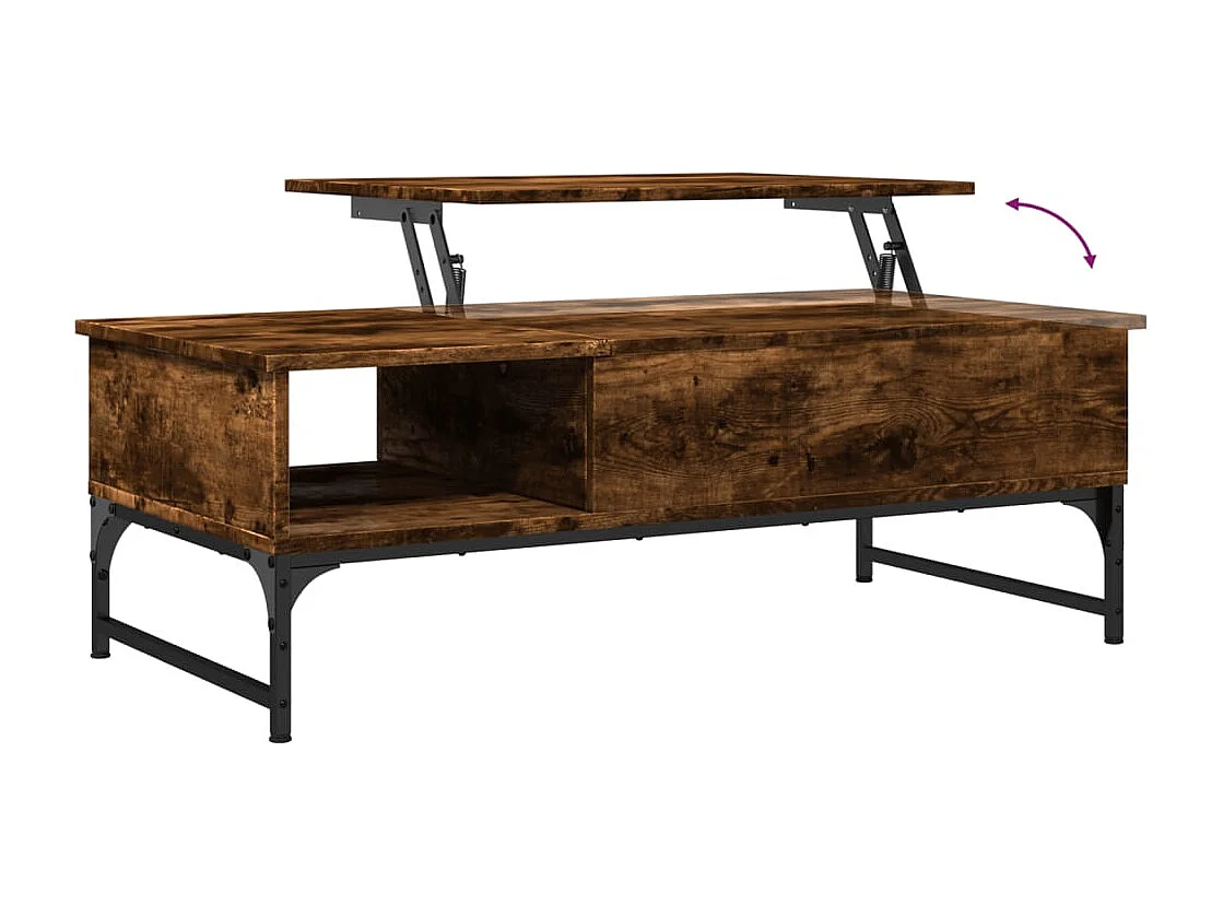 Table basse chêne fumé 100x50x35 cm bois d'ingénierie et métal