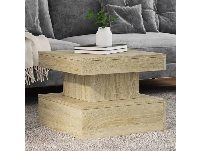 Salontafel met LED-verlichting 50x50x40 cm sonoma eiken