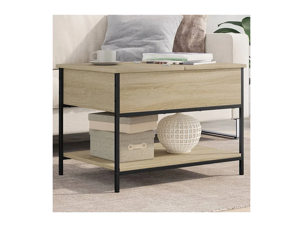 Table basse chêne sonoma 70x50x50 cm bois d'ingénierie et métal