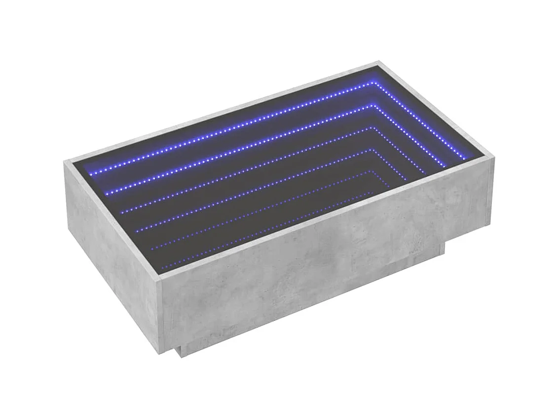Table basse avec LED gris béton 90x50x30 cm bois d'ingénierie