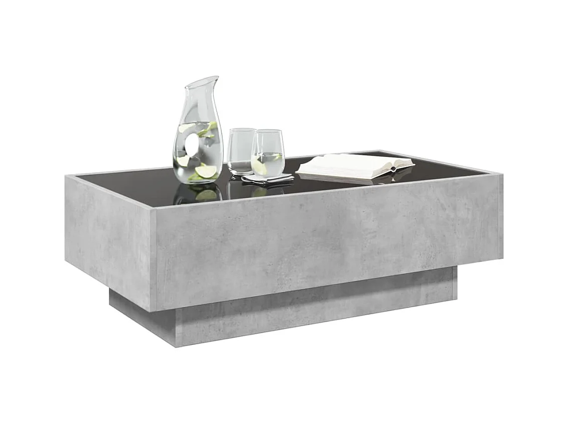 Table basse avec LED gris béton 90x50x30 cm bois d'ingénierie
