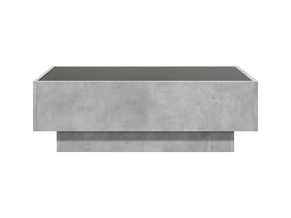 Table basse avec LED gris béton 90x50x30 cm bois d'ingénierie