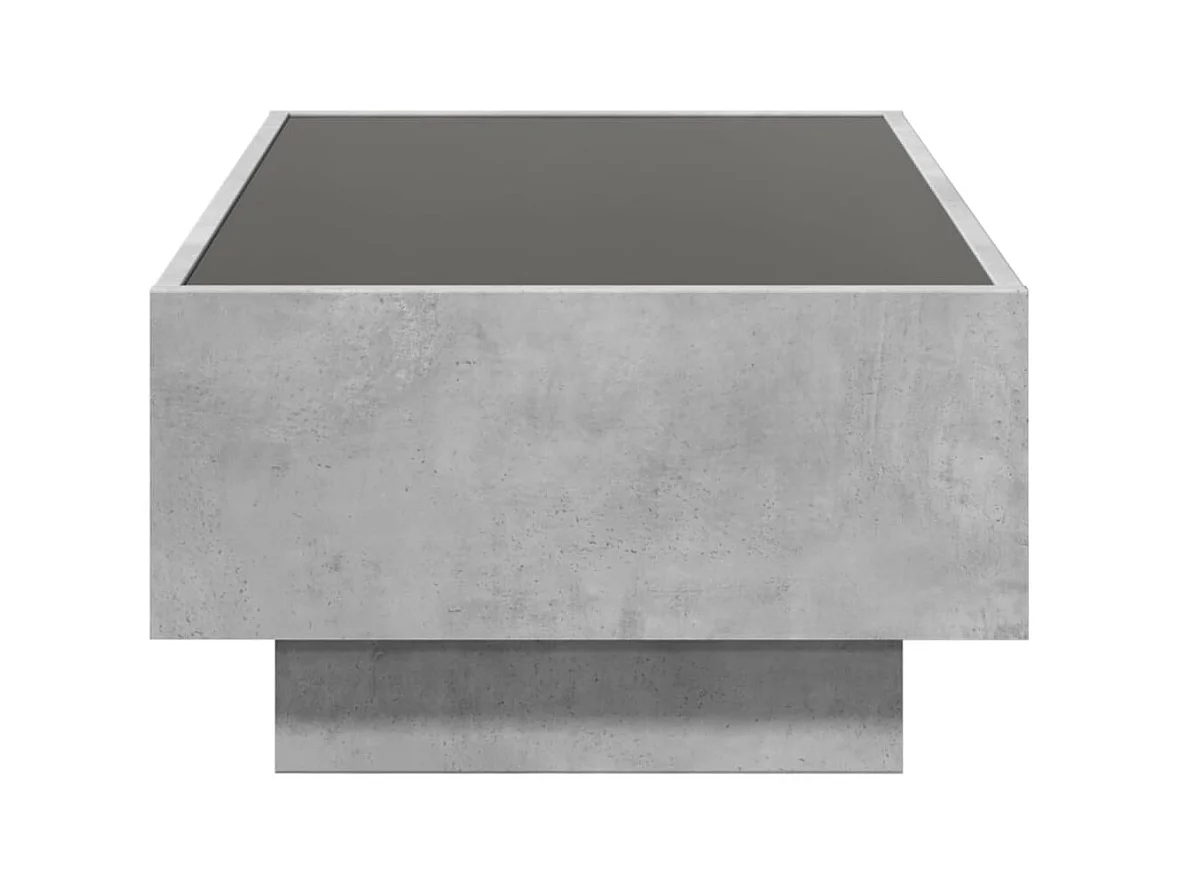 Table basse avec LED gris béton 90x50x30 cm bois d'ingénierie