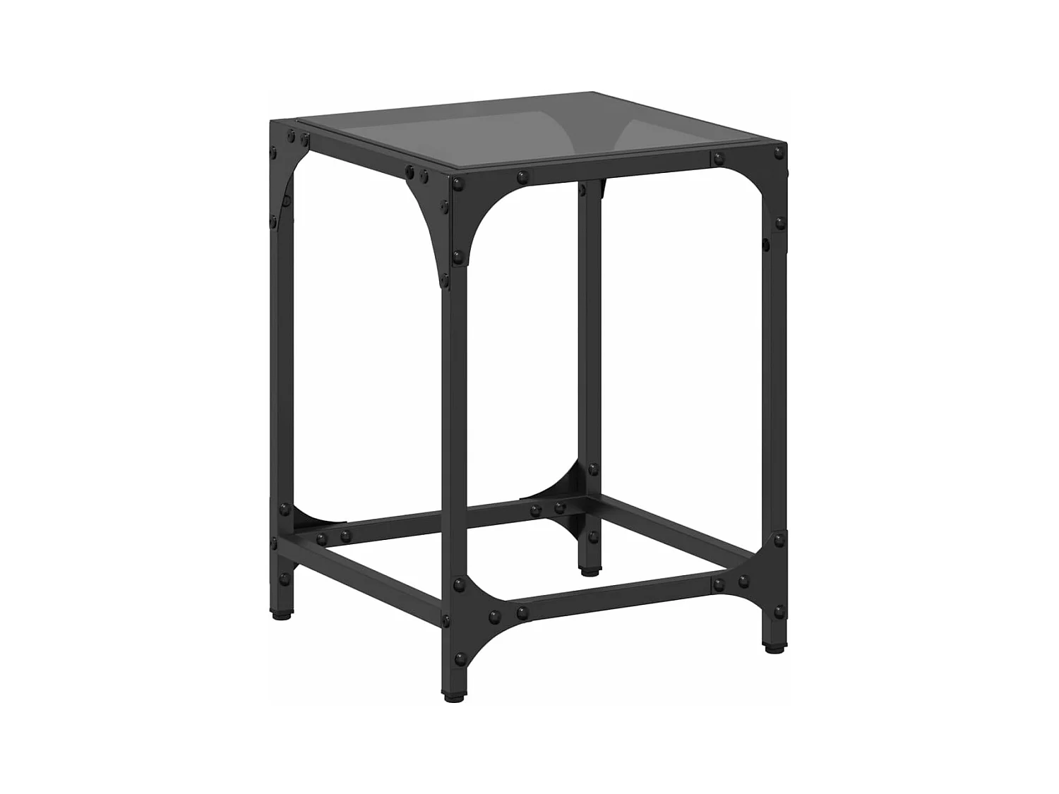 Table basse avec dessus en verre noir 30x30x40 cm acier