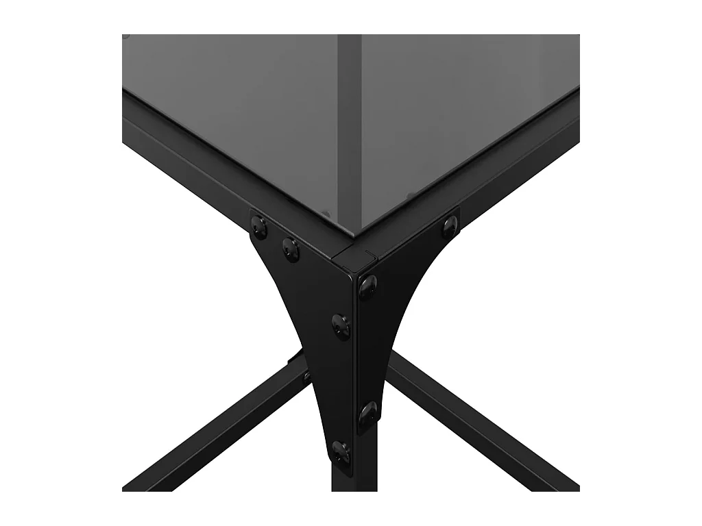 Table basse avec dessus en verre noir 30x30x40 cm acier