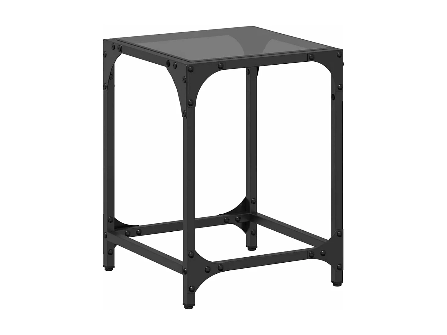 Table basse avec dessus en verre noir 30x30x40 cm acier