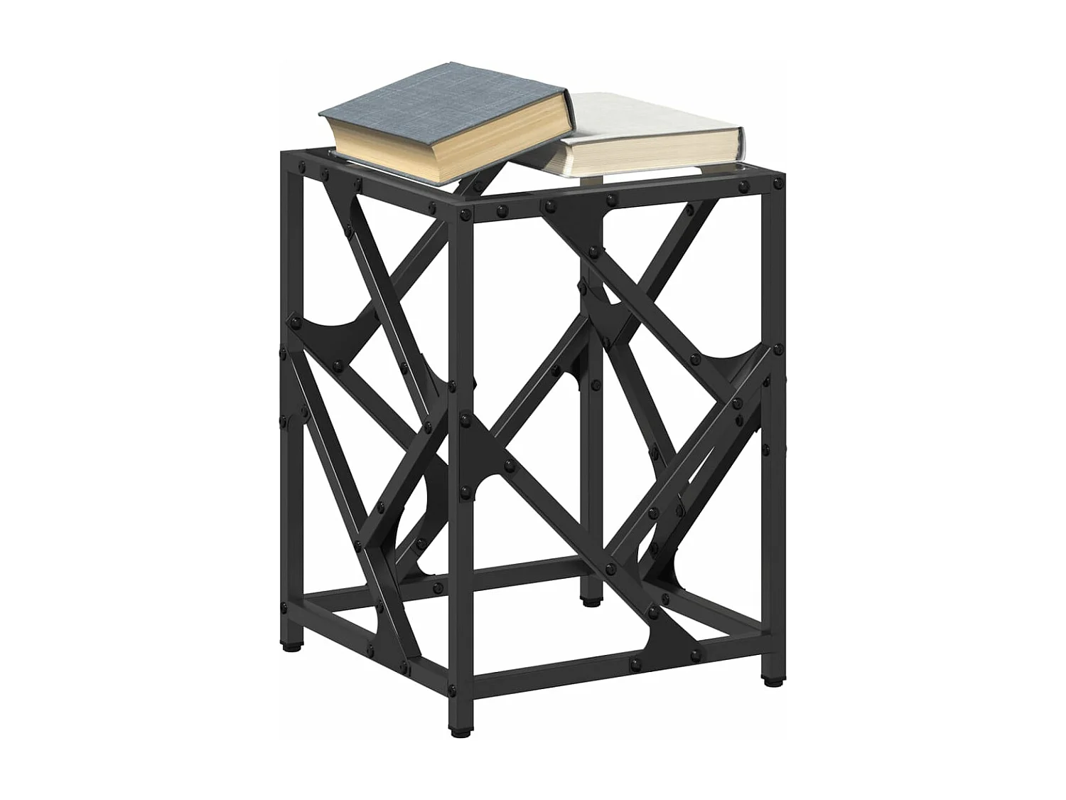 Table basse avec dessus en verre transparent 30x30x41 cm acier