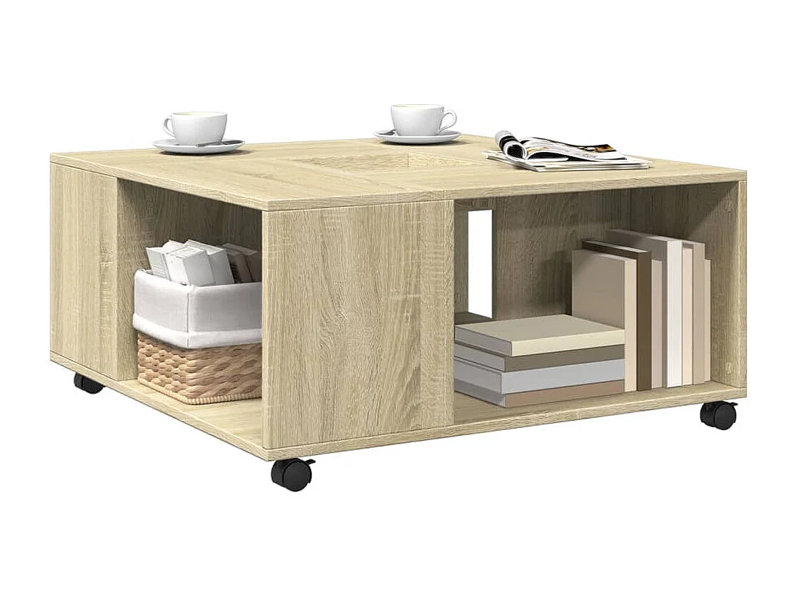 Table basse chêne sonoma 80x80x40 cm bois d'ingénierie