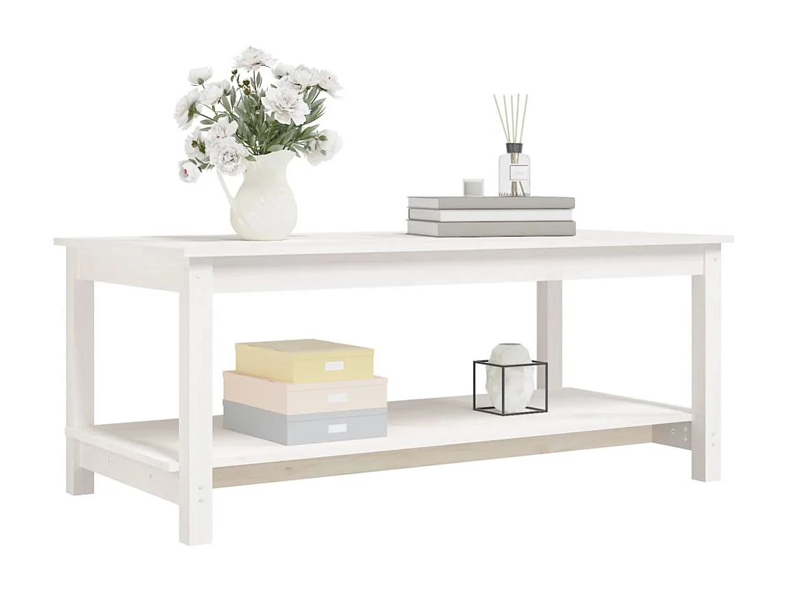 Salontafel 110x55x45 cm massief grenenhout wit