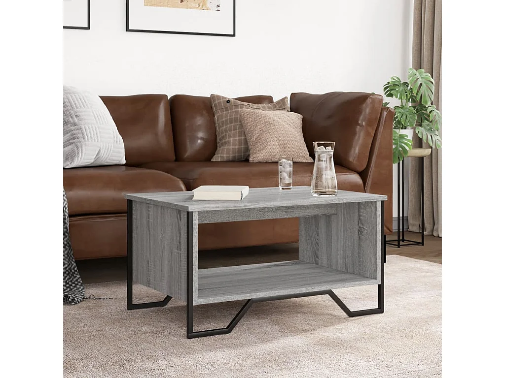 Mesa de centro 75x51x40 cm derivados de madeira cinzento sonoma