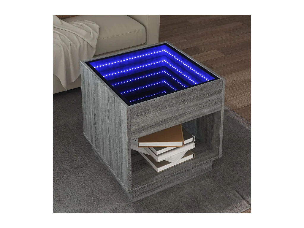Table basse avec LED infini sonoma gris 50x50x50 cm
