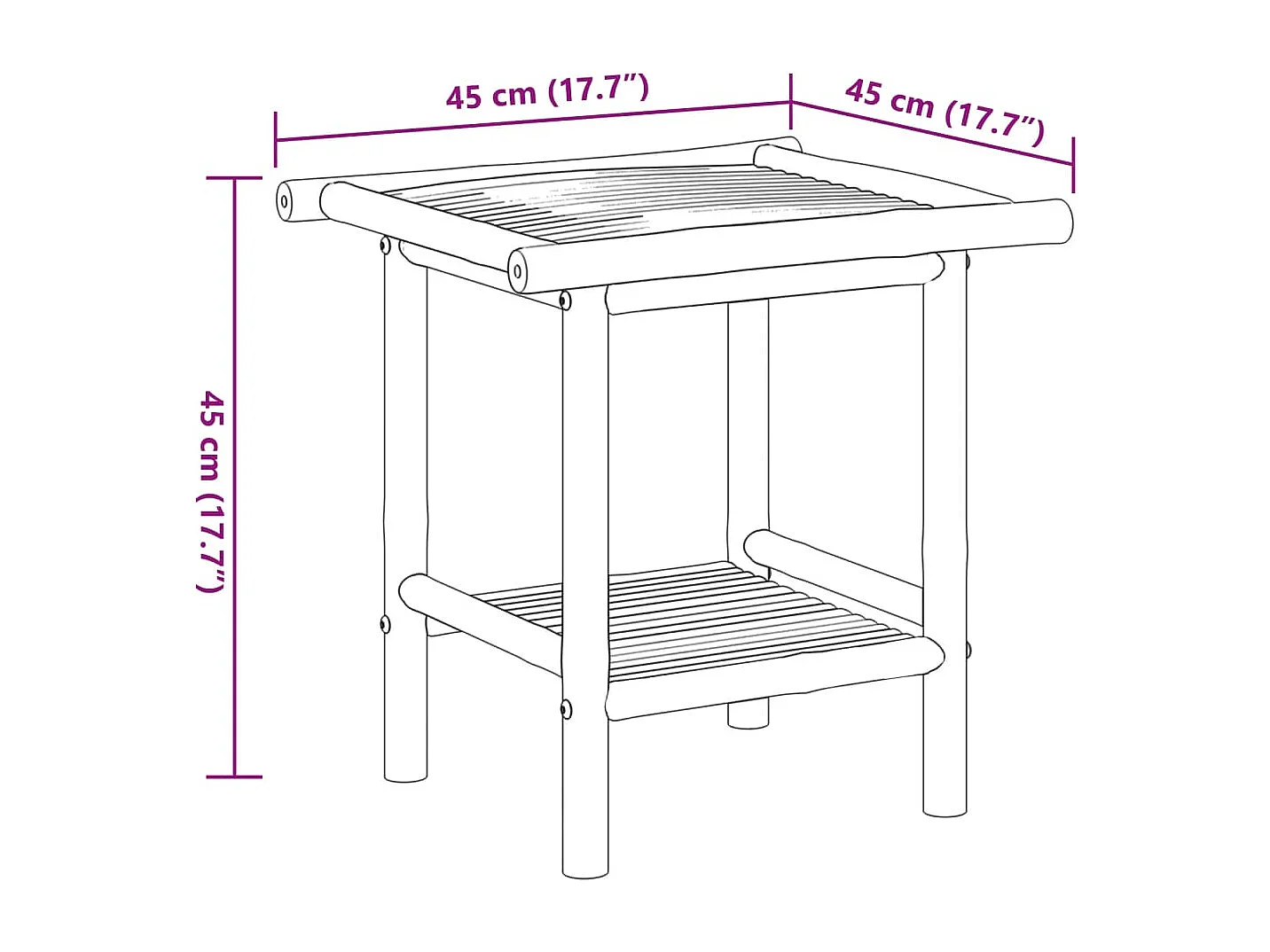 Table basse 45x45x45 cm bambou