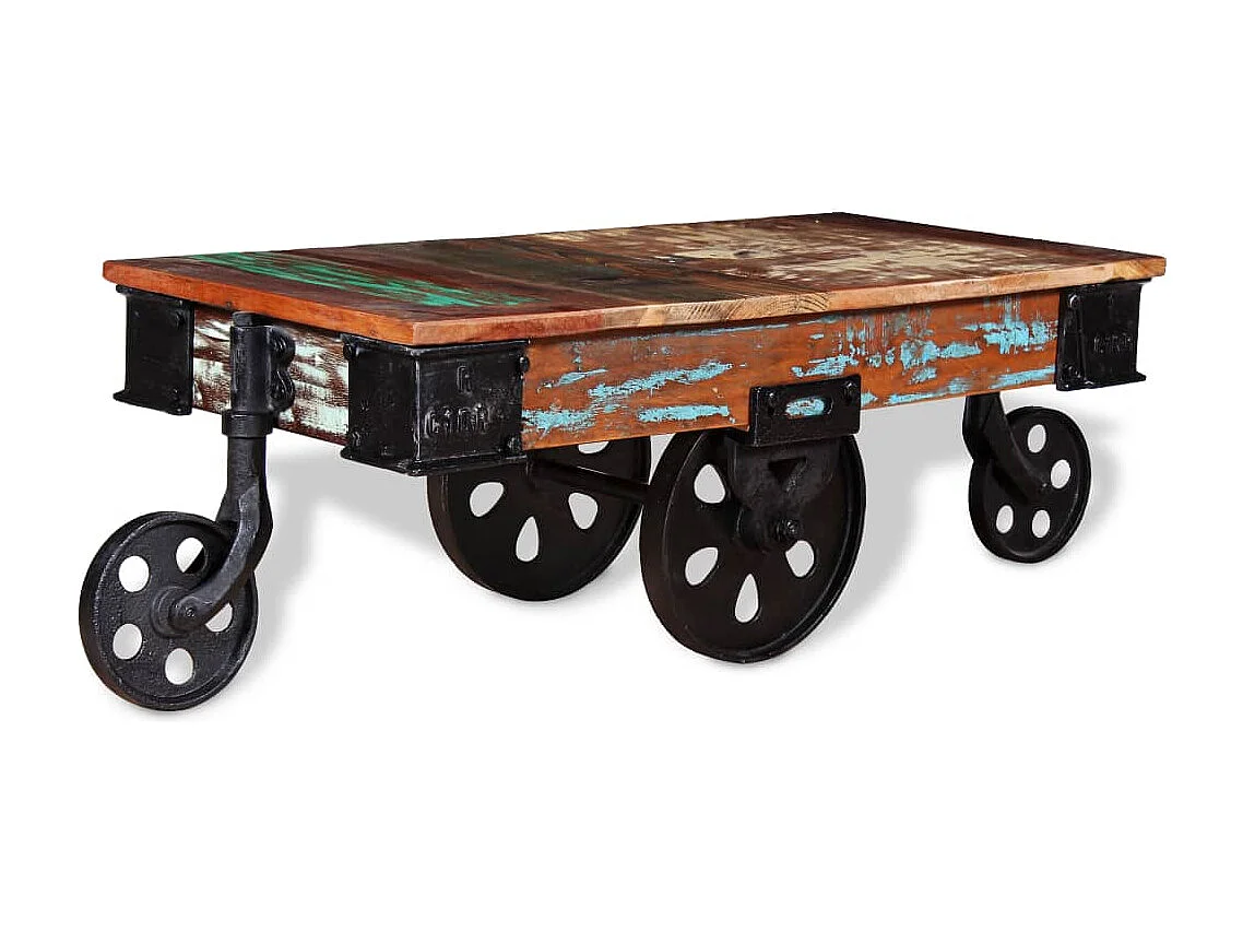 Mesa de centro de madera reciclada 90x45x35 cm