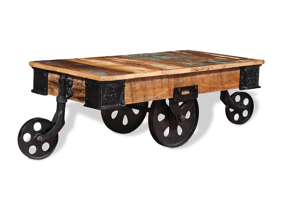 Mesa de centro de madera reciclada 90x45x35 cm