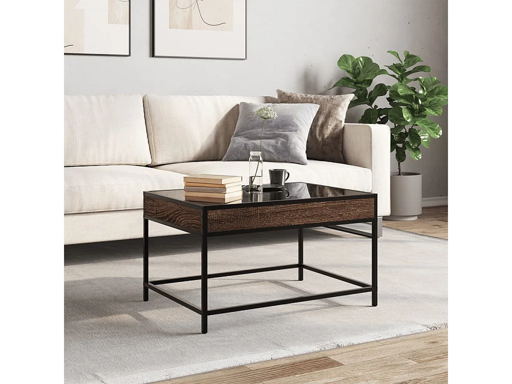 Table basse avec LED infini chêne marron 70x50x41 cm