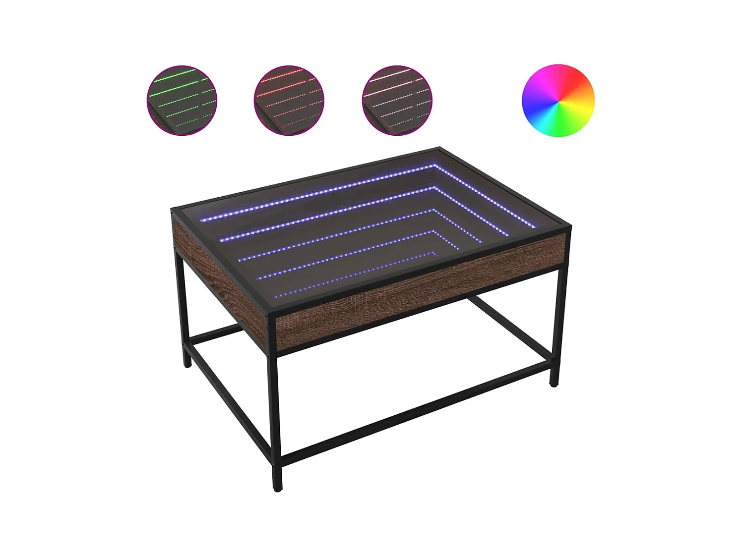 Table basse avec LED infini chêne marron 70x50x41 cm