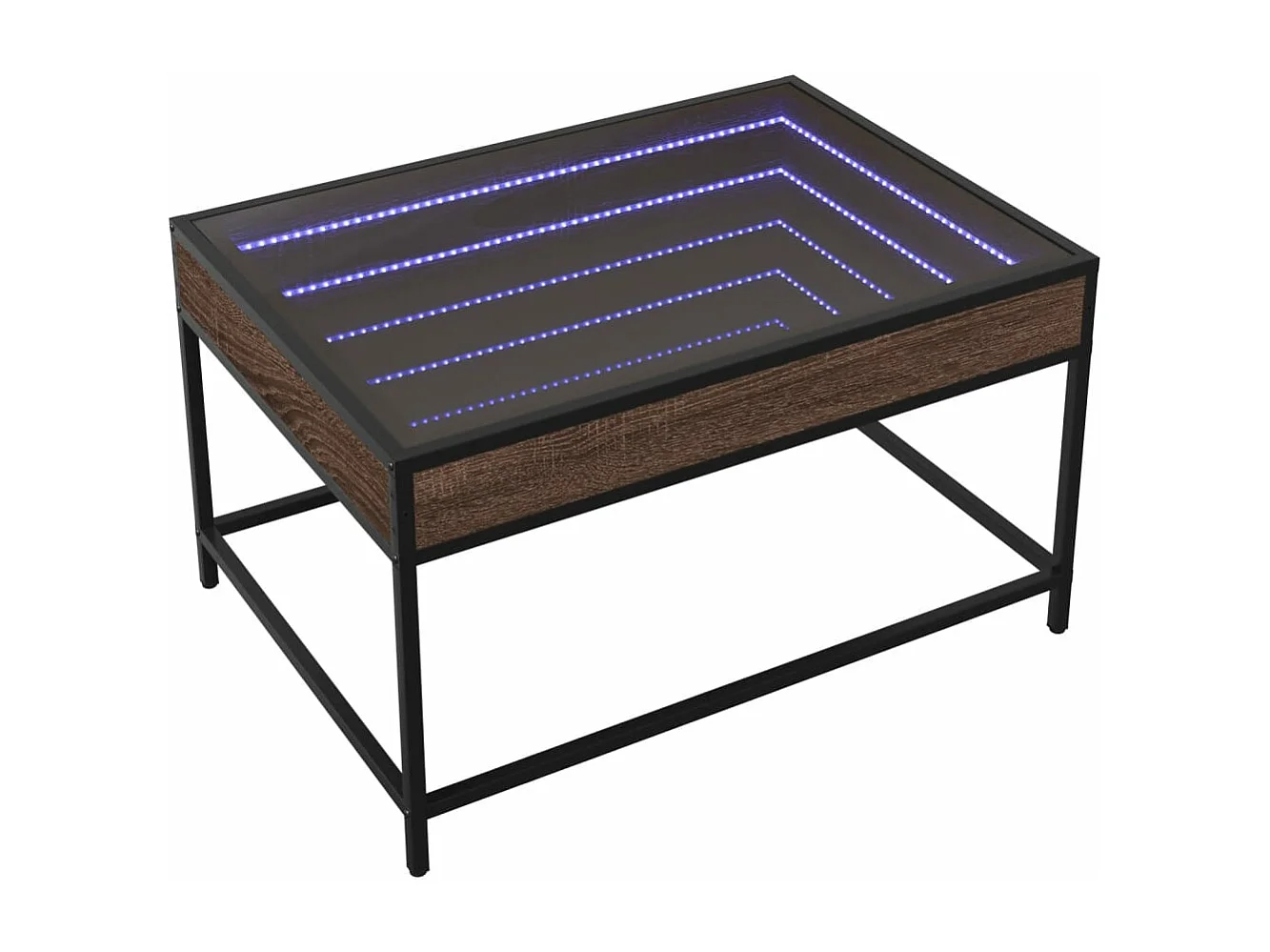 Table basse avec LED infini chêne marron 70x50x41 cm