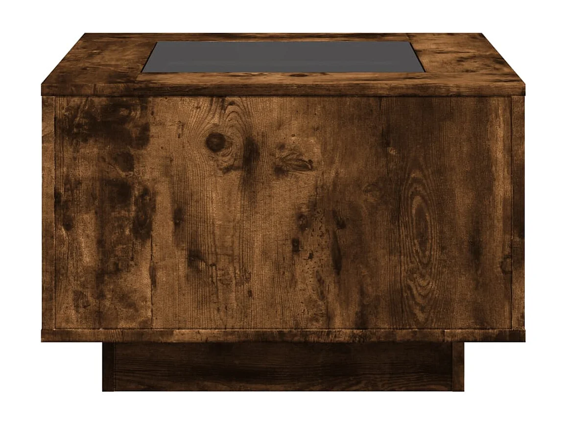 Table basse avec LED chêne fumé 60x60x40 cm bois d'ingénierie