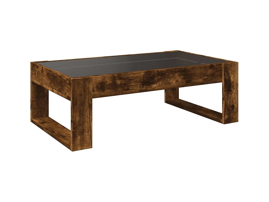 Table basse avec LED infini chêne fumé 90x53x30 cm