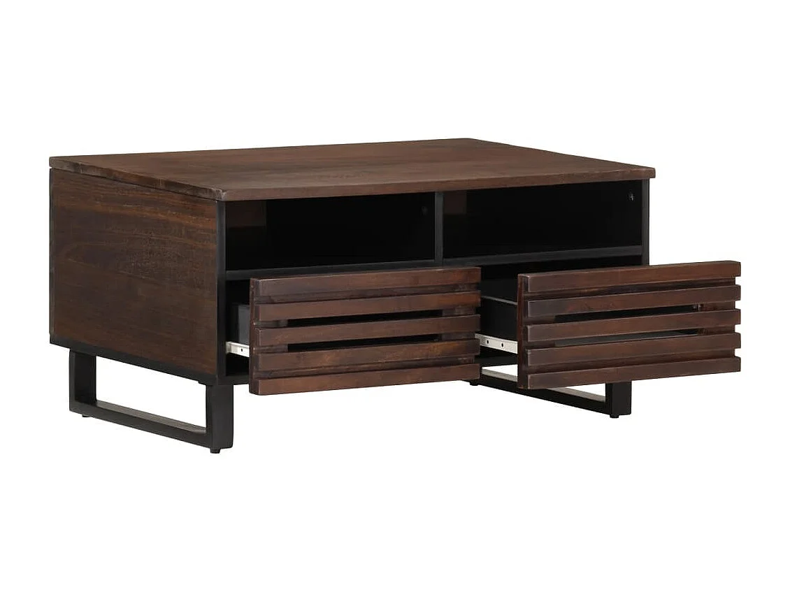 Table basse marron 80x55x40 cm bois de massif manguier