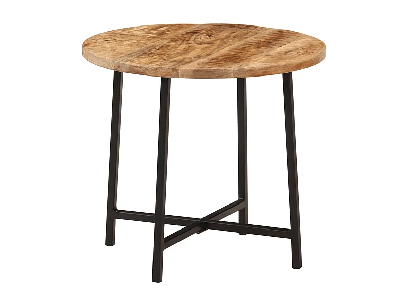 Mesa de centro hierro y madera maciza de mango 45x45x40 cm