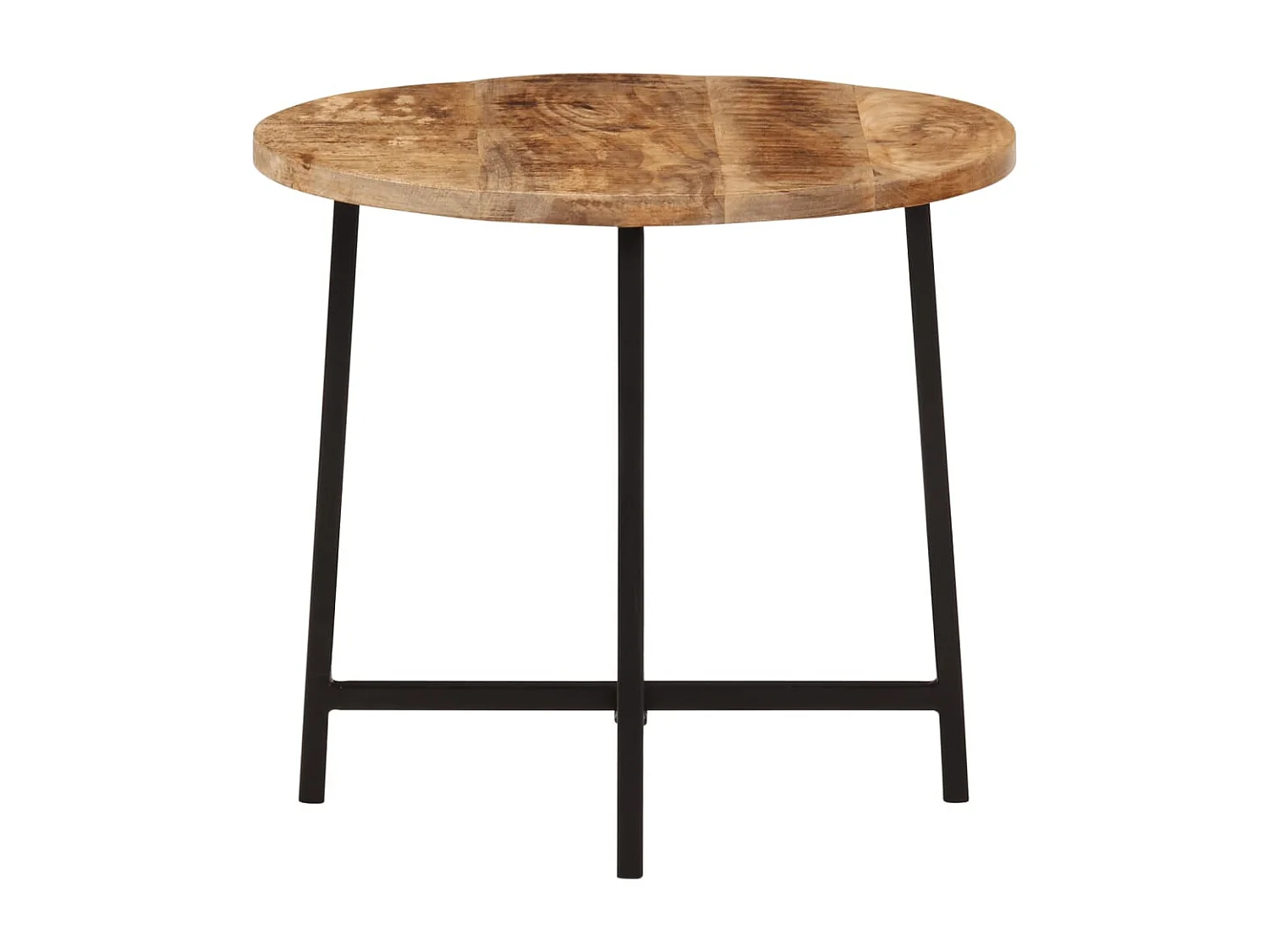 Mesa de centro hierro y madera maciza de mango 45x45x40 cm